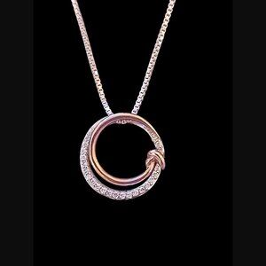 Reeds 10k Rose Gold & Sterling 1/10cw Diamond 24 Count Pendant Necklace 18"